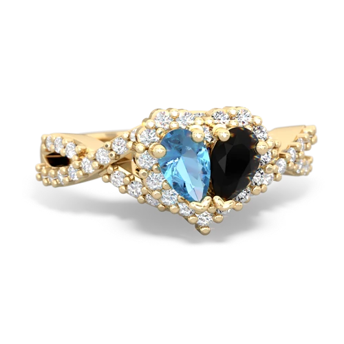 blue topaz-onyx engagement ring