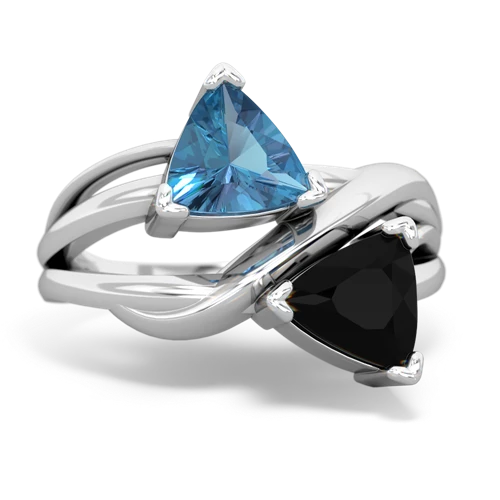 blue topaz-onyx filligree ring