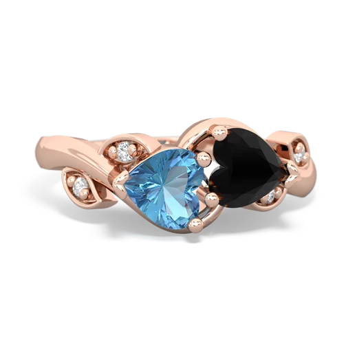 blue topaz-onyx floral keepsake ring