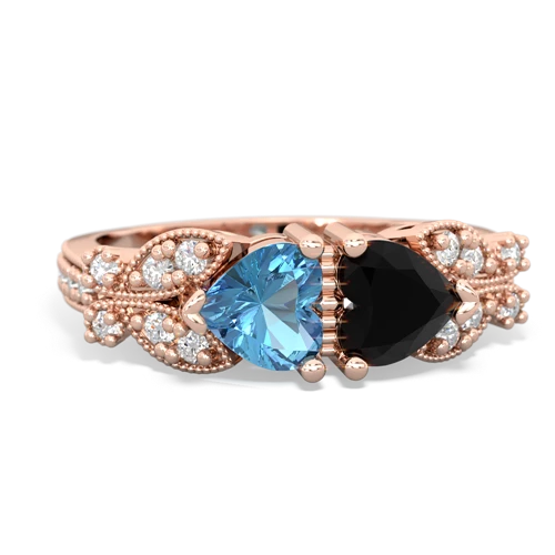 blue topaz-onyx keepsake butterfly ring