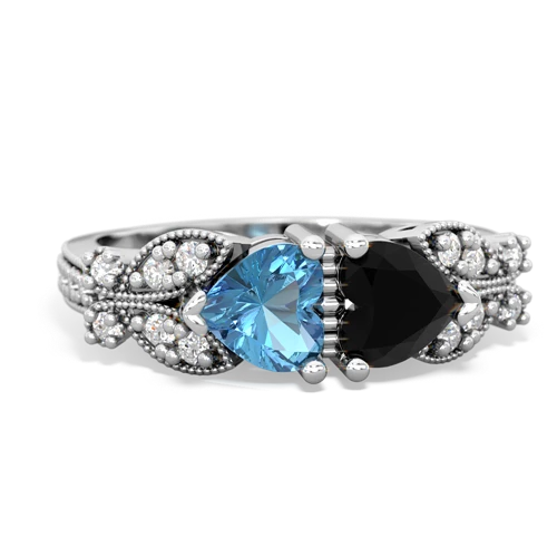 blue topaz-onyx keepsake butterfly ring