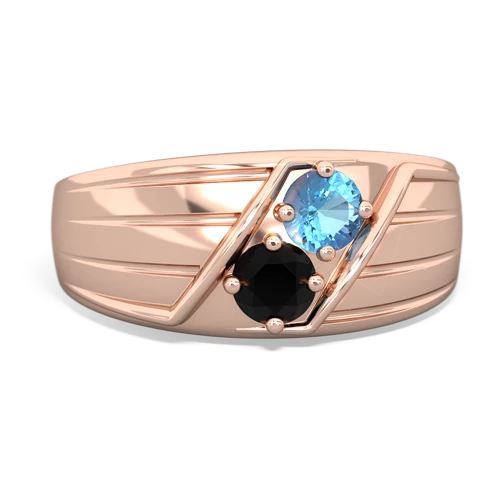 blue topaz-onyx mens ring