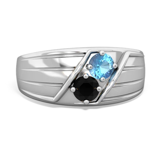 blue topaz-onyx mens ring