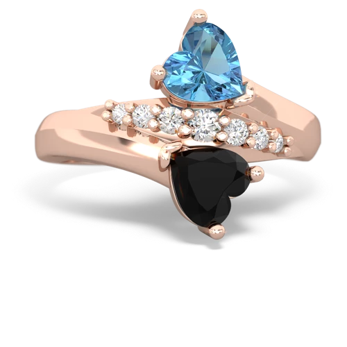 blue topaz-onyx modern ring