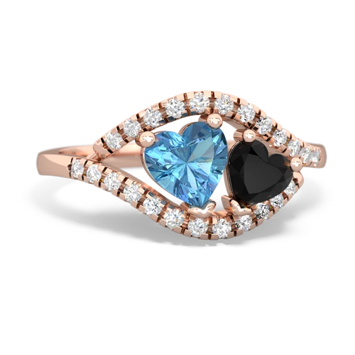 blue topaz-onyx mother child ring