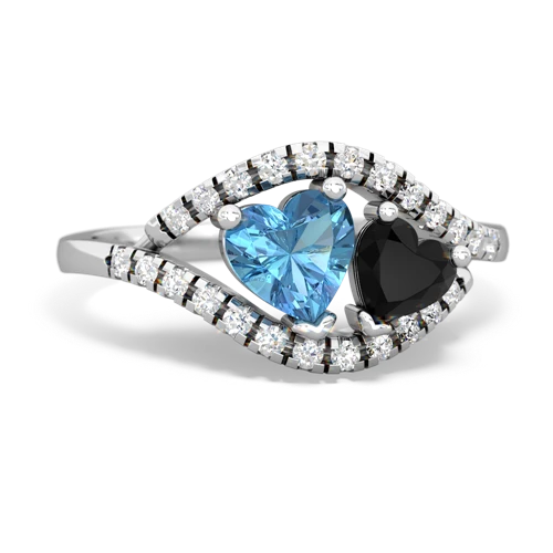 blue topaz-onyx mother child ring