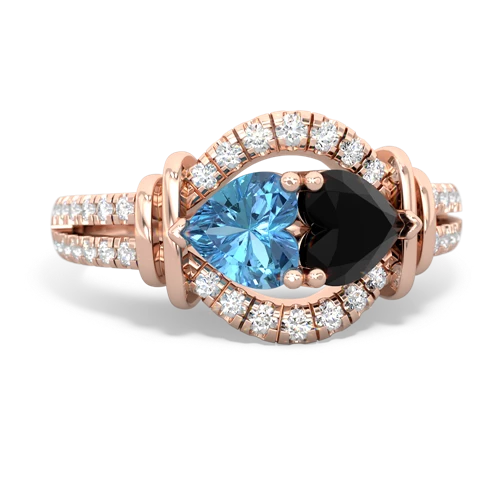 blue topaz-onyx pave keepsake ring