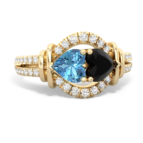 blue topaz-onyx pave keepsake ring