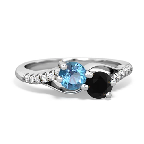 blue topaz-onyx two stone infinity ring