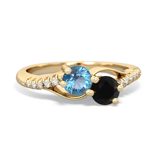 blue topaz-onyx two stone infinity ring