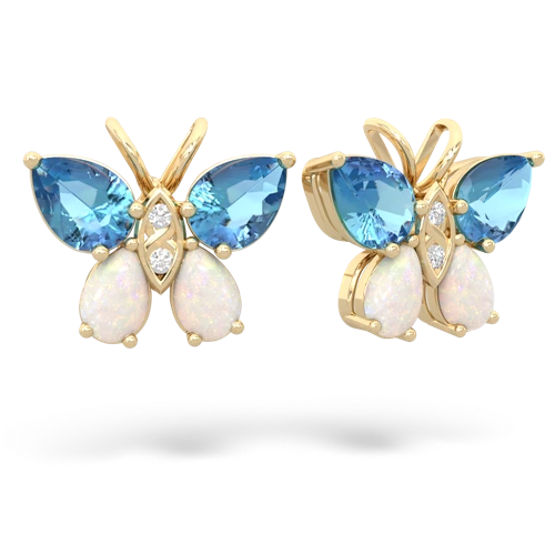 blue topaz-opal butterfly earrings