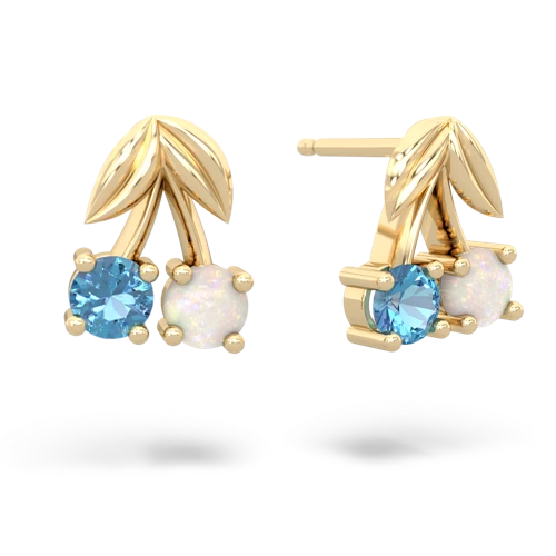 blue topaz-opal cherries earrings