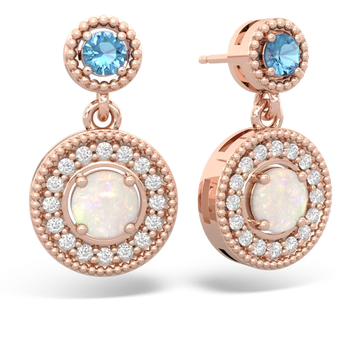 blue topaz-opal halo earrings