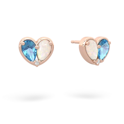 blue topaz-opal one heart earrings