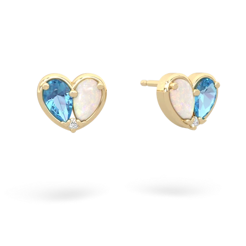 blue topaz-opal one heart earrings