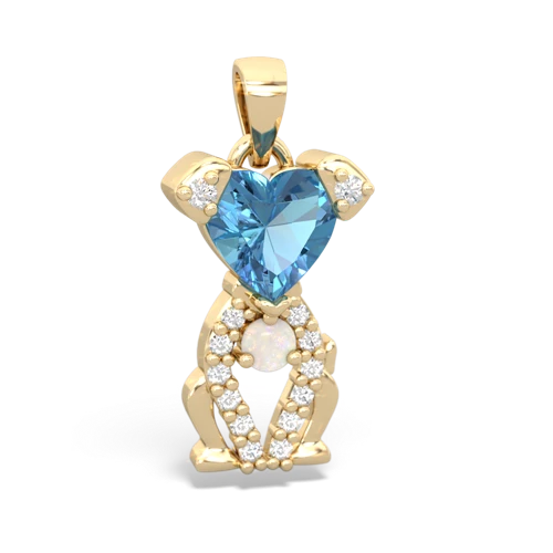 blue topaz-opal birthstone puppy pendant