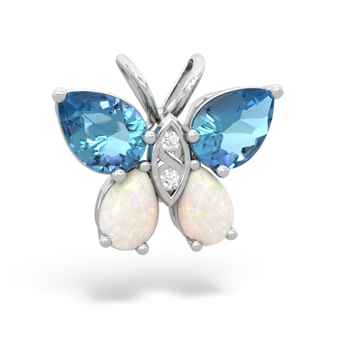blue topaz-opal butterfly pendant