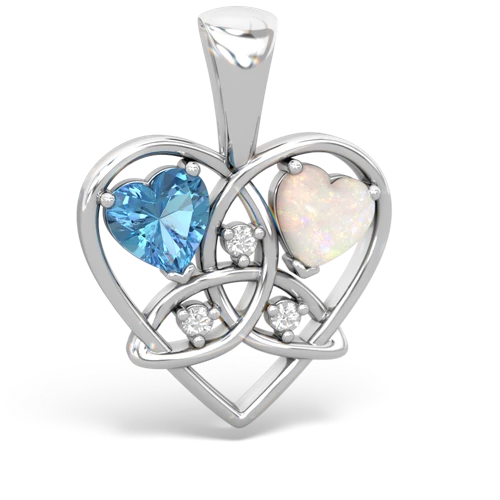 Blue Topaz Genuine Swiss Blue Topaz with Genuine Opal Celtic Trinity Heart pendant Pendant
