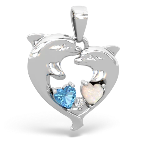 blue topaz-opal dolphins pendant