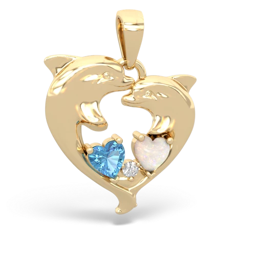 blue topaz-opal dolphins pendant