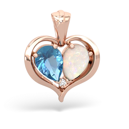 blue topaz-opal half heart whole pendant