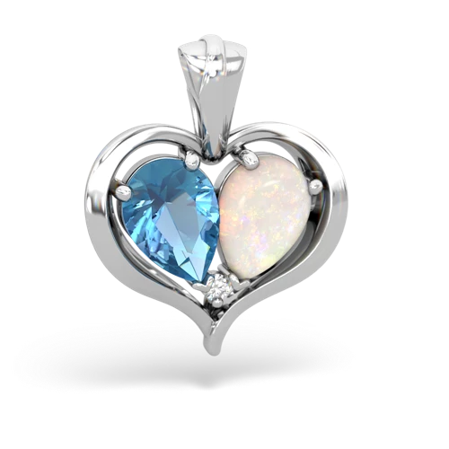 blue topaz-opal half heart whole pendant