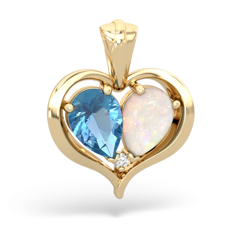 blue topaz-opal half heart whole pendant