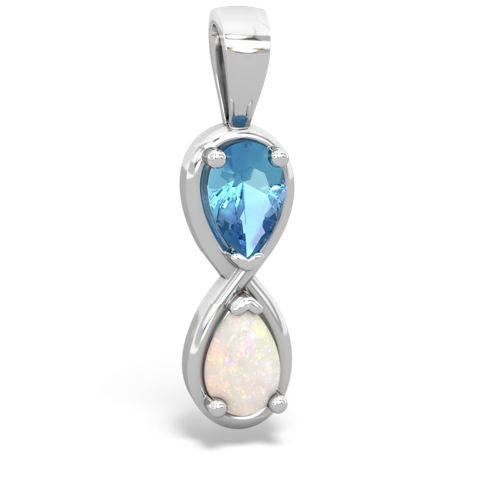 Blue Topaz Genuine Swiss Blue Topaz with Genuine Opal Infinity pendant Pendant