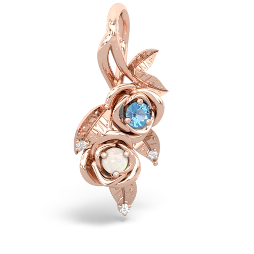 blue topaz-opal rose vine pendant