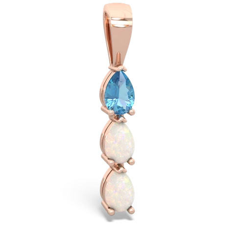 Blue Topaz Genuine Swiss Blue Topaz with Genuine Opal and Lab Created Sapphire Three Stone pendant Pendant