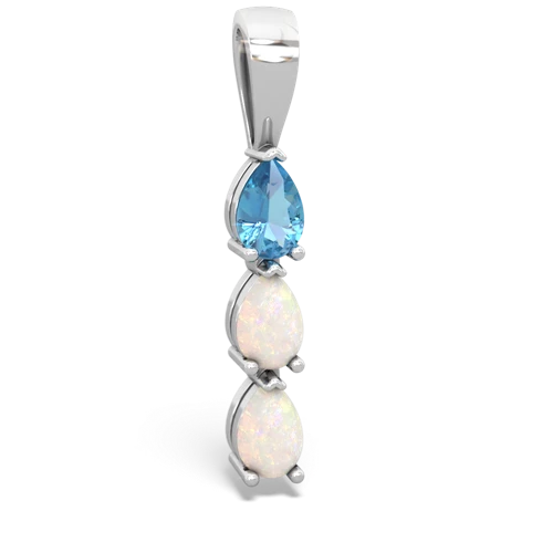 Blue Topaz Genuine Swiss Blue Topaz with Genuine Opal and  Three Stone pendant Pendant