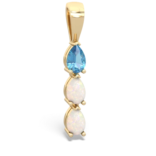 blue topaz-opal three stone pendant