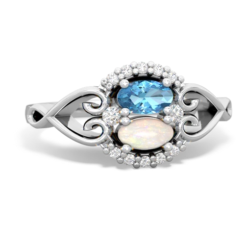 Blue Topaz Genuine Swiss Blue Topaz with Genuine Opal Love Nest ring Ring