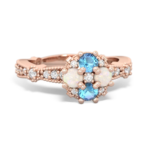 blue topaz-opal art deco engagement ring