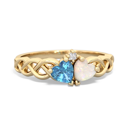 blue topaz-opal celtic braid ring