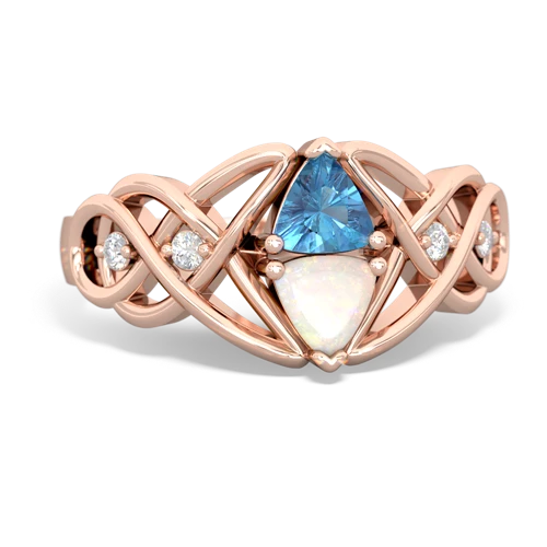 Blue Topaz Genuine Swiss Blue Topaz with Genuine Opal Keepsake Celtic Knot ring Ring