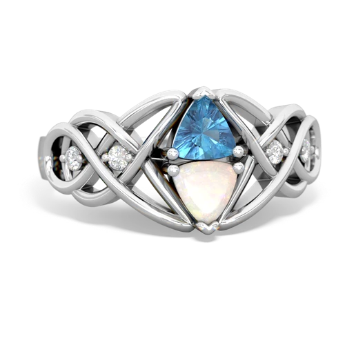 blue topaz-opal celtic knot ring