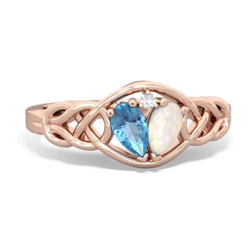 Blue Topaz Genuine Swiss Blue Topaz with Genuine Opal Celtic Love Knot ring Ring