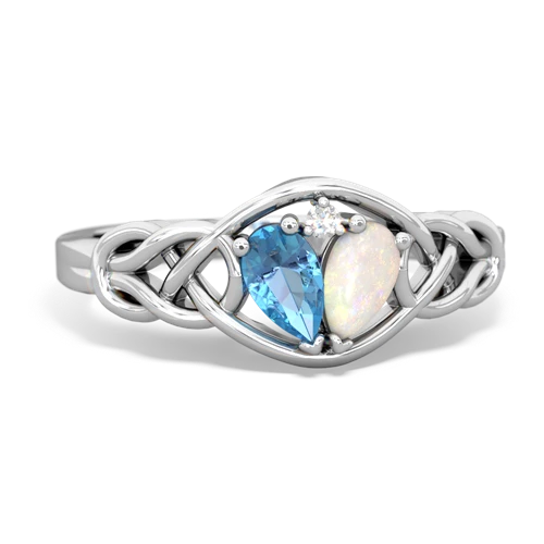 blue topaz-opal celtic knot ring