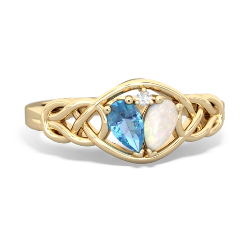 blue topaz-opal celtic knot ring