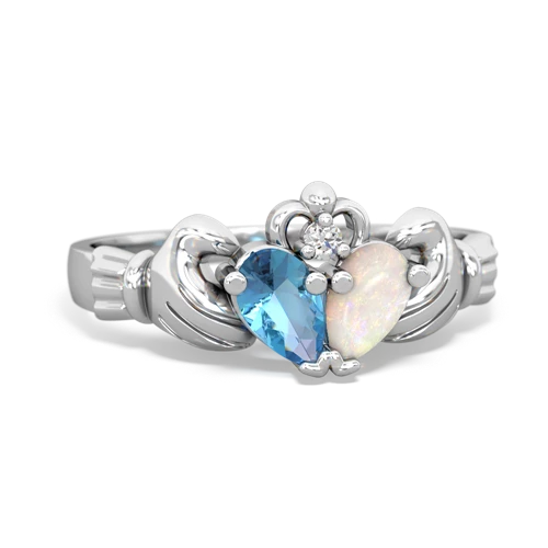 blue topaz-opal claddagh ring