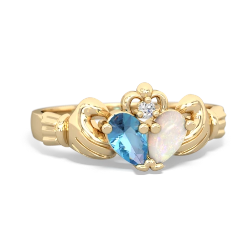 blue topaz-opal claddagh ring