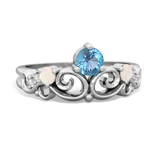 Blue Topaz Genuine Swiss Blue Topaz with Genuine Opal and  Crown Keepsake ring Ring