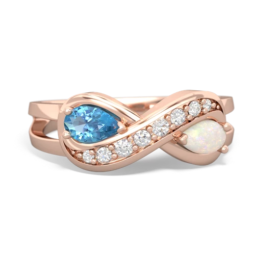 blue topaz-opal diamond infinity ring