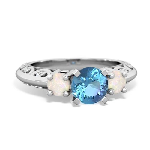 blue topaz-opal engagement ring