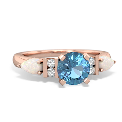 Blue Topaz Genuine Swiss Blue Topaz with Genuine Opal and Lab Created Sapphire Engagement ring Ring