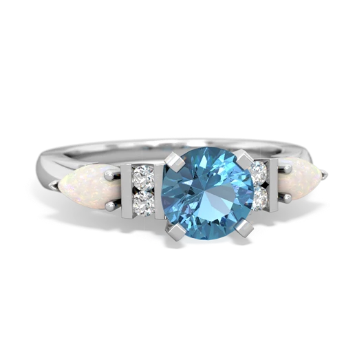 Blue Topaz Genuine Swiss Blue Topaz with Genuine Opal and  Engagement ring Ring