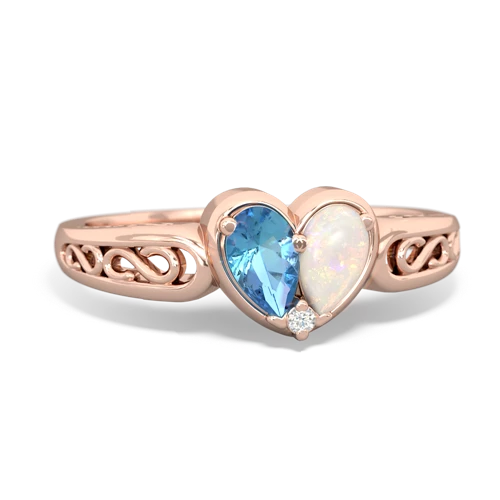 blue topaz-opal filligree ring