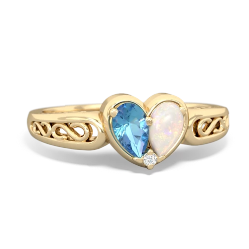 blue topaz-opal filligree ring