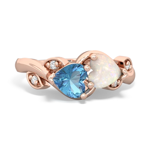 blue topaz-opal floral keepsake ring